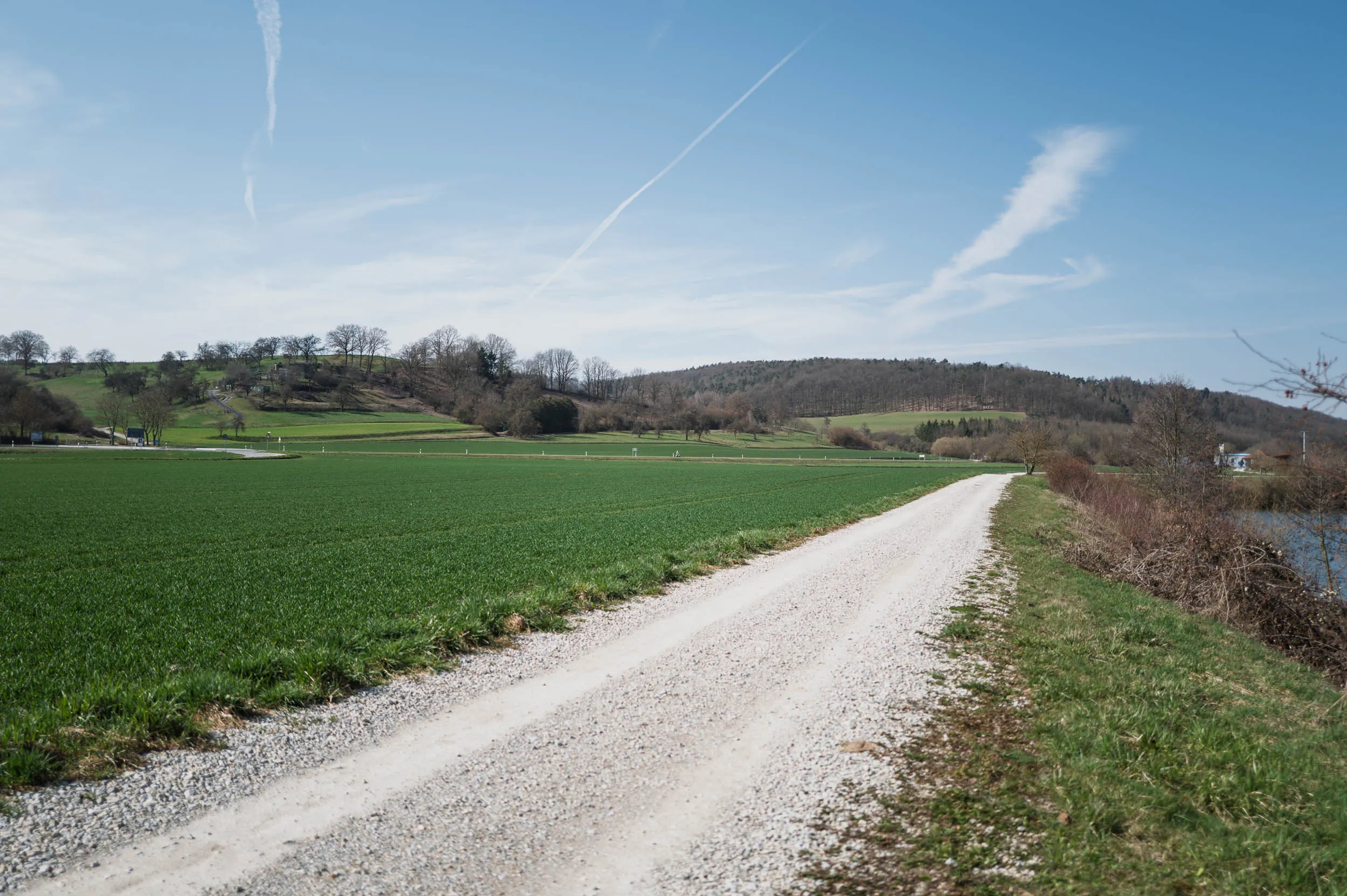 Feldweg durch die fränkische Landschaft bei Trunstadt