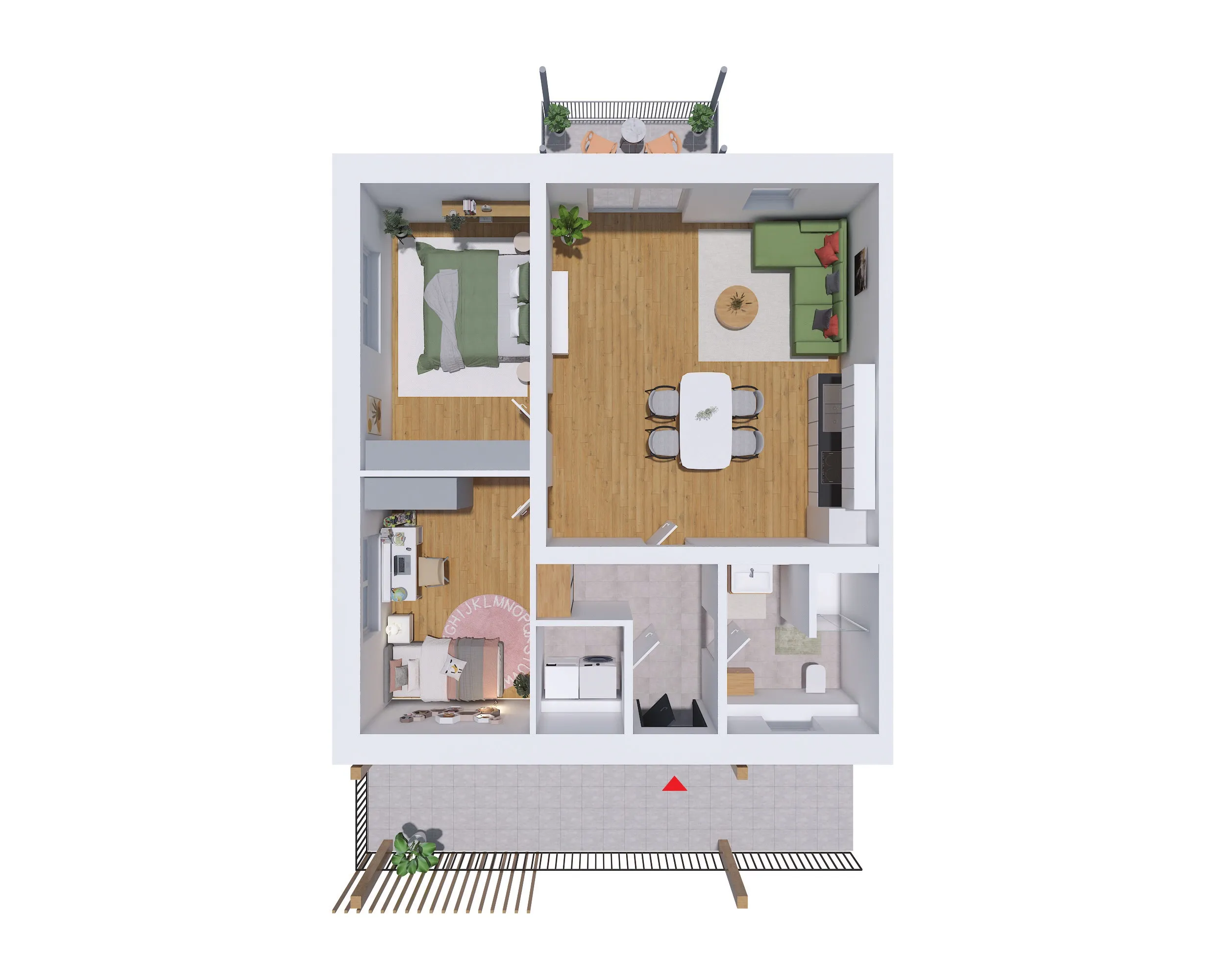 Grundriss Wohnung Links — 70,68 m² Wohnfläche